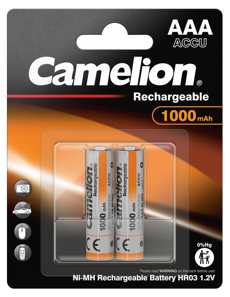 Camelion NH-AAA1000BP2, Wiederaufladbarer Akku, AAA, Produktbild 