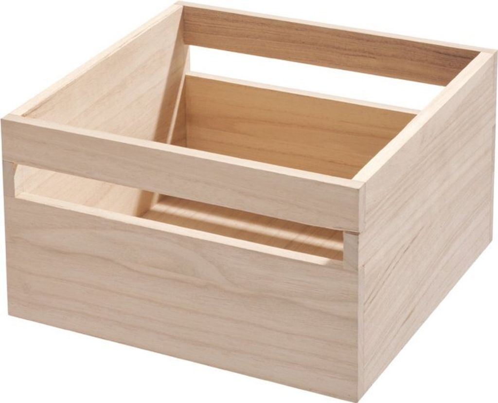 Aufbewahrungsbox mit Griff, 25,4 x 25,4 x 15,5 cm, Paulownia Holz - iDesign | Eco Wood