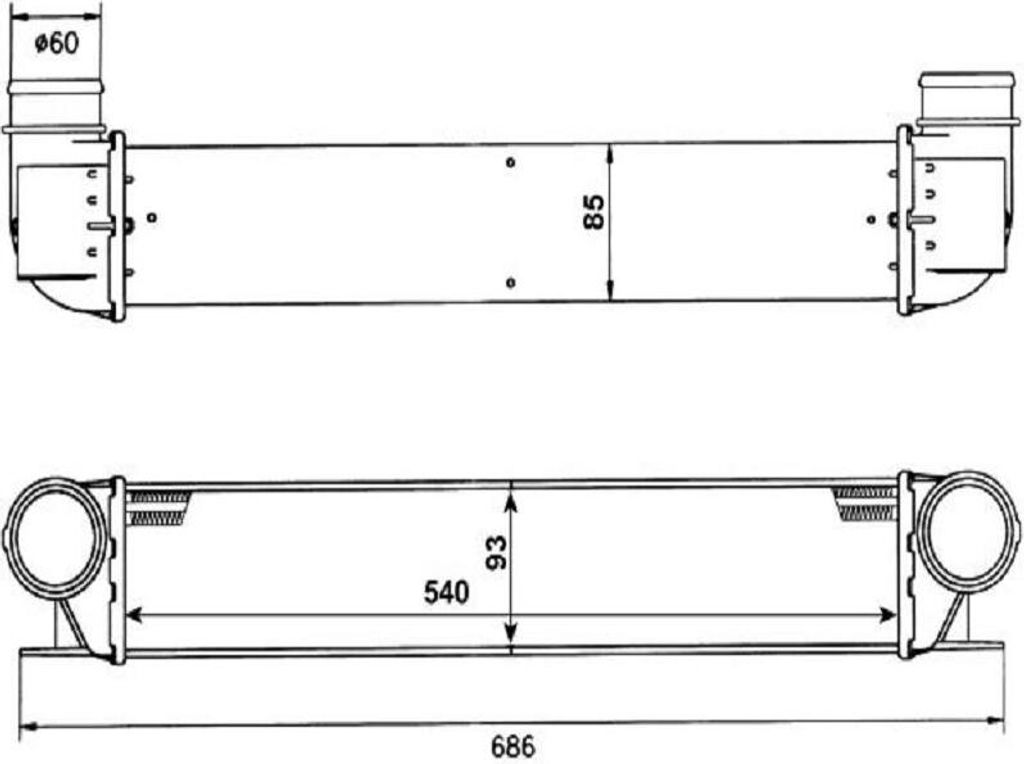 Ladeluftkühler Kühlrippen gelötet 540 mm - 93 mm NRF für u.a. BMW 5er