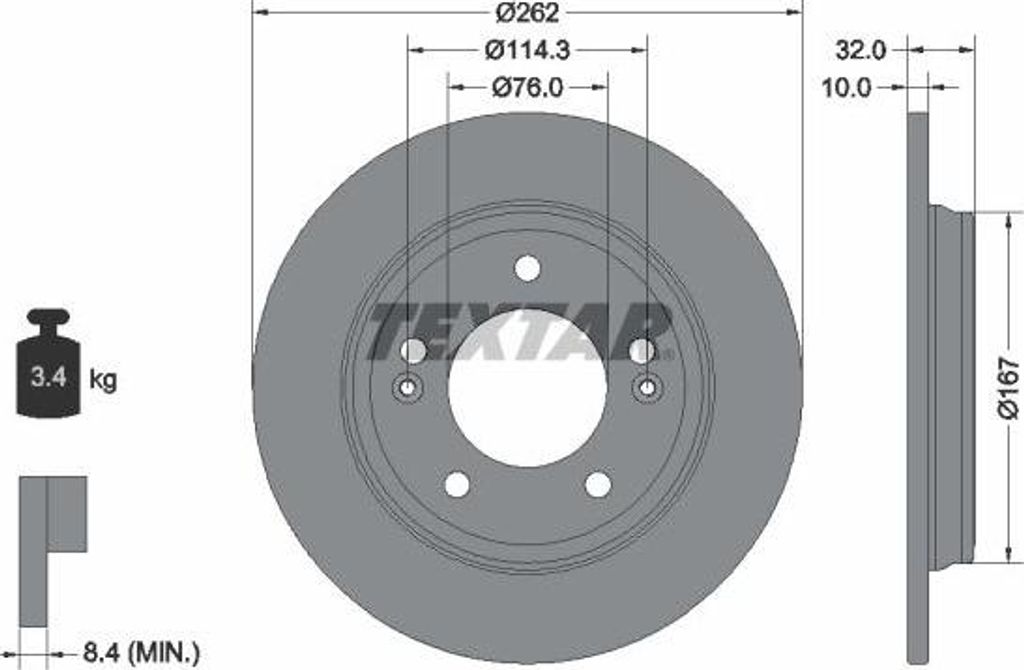 TEXTAR 92314403 Bremsscheibe OE 58411G2300 kompatibel mit Niro, Ioniq, i20, Elantra