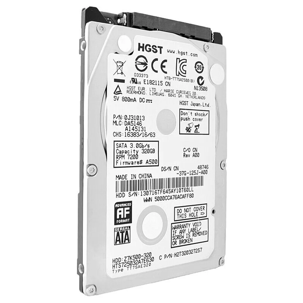 Hard Disk HGST HTS725032A7E630 320GB SATA 2.5" Business Class - 2