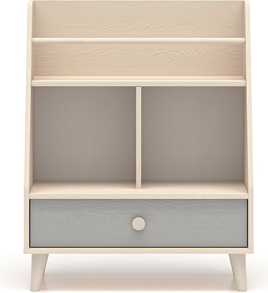 Bücherregal Alycia mit 1 Schublade, Beige - Grau - Holzoptikeffekt, 90cm