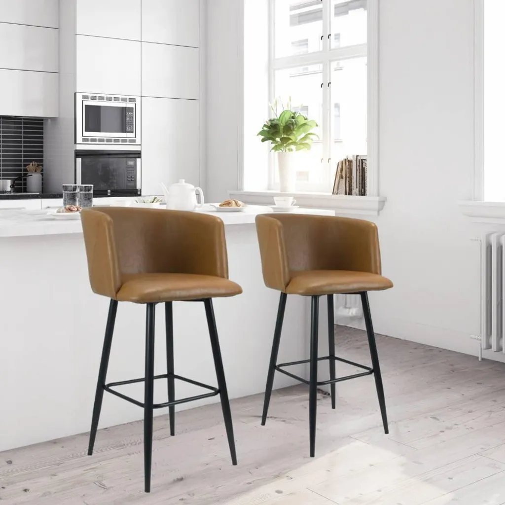 Sgabello Cucina Limin con Schienale: Ecopelle Tortora e Gambe Nere