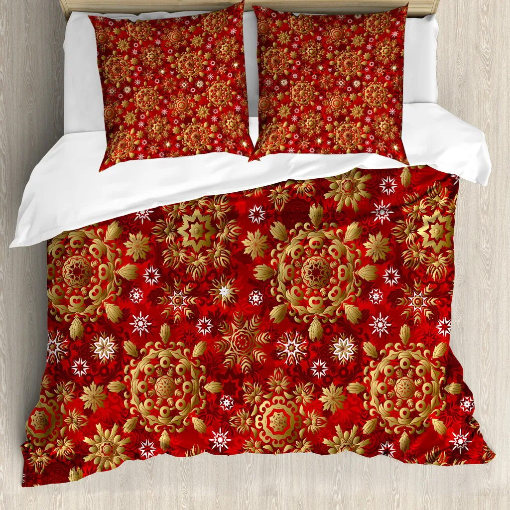 Copripiumino Red Mandala ABAKUHAUS 155x220 - Soffice Microfibra Anallergica