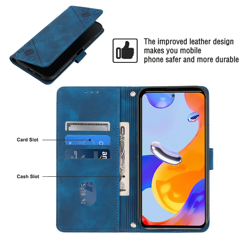 Cover Xiaomi Redmi Note 11 Pro 4G/5G Pelle Blu con Supporto Stand