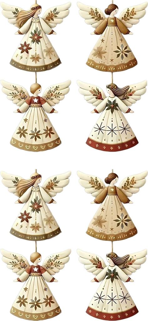 Rustikale Weihnachtsbaum-Engel aus Holz, rustikale Engeldekorationen im Landhausstil, zum Aufhängen am Weihnachtsbaum für die festliche Heimdekor...