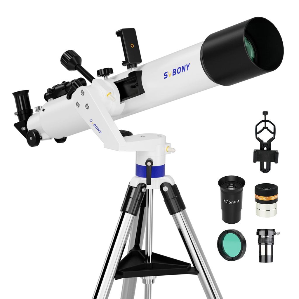 Svbony SV520 Teleskop, Astronomie Teleskop mit Altazimut-Montierung, 90mm Öffnung, 800 mm Brennweite, Teleskop-Kit für Kinder,Erwachsene