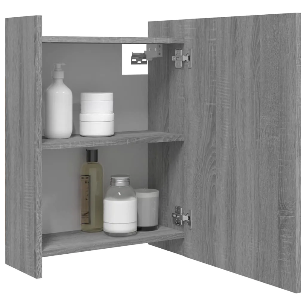 Armoire de toilette Sonoma gris avec miroir et étagères de rangement