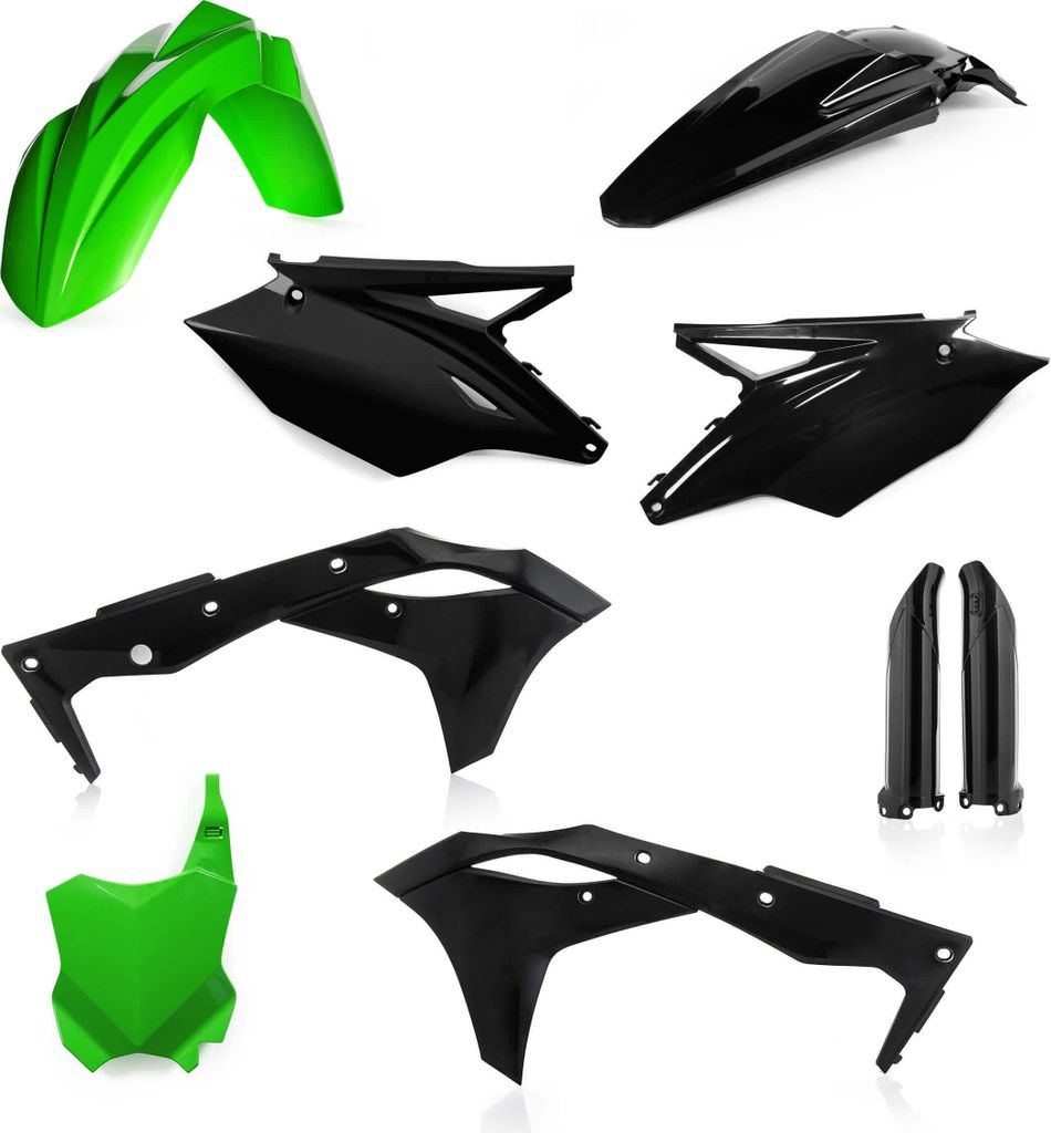 ACERBIS 9-teiliges Verkleidungsset Schwarz/Grün für KAWASAKI KX 250 F