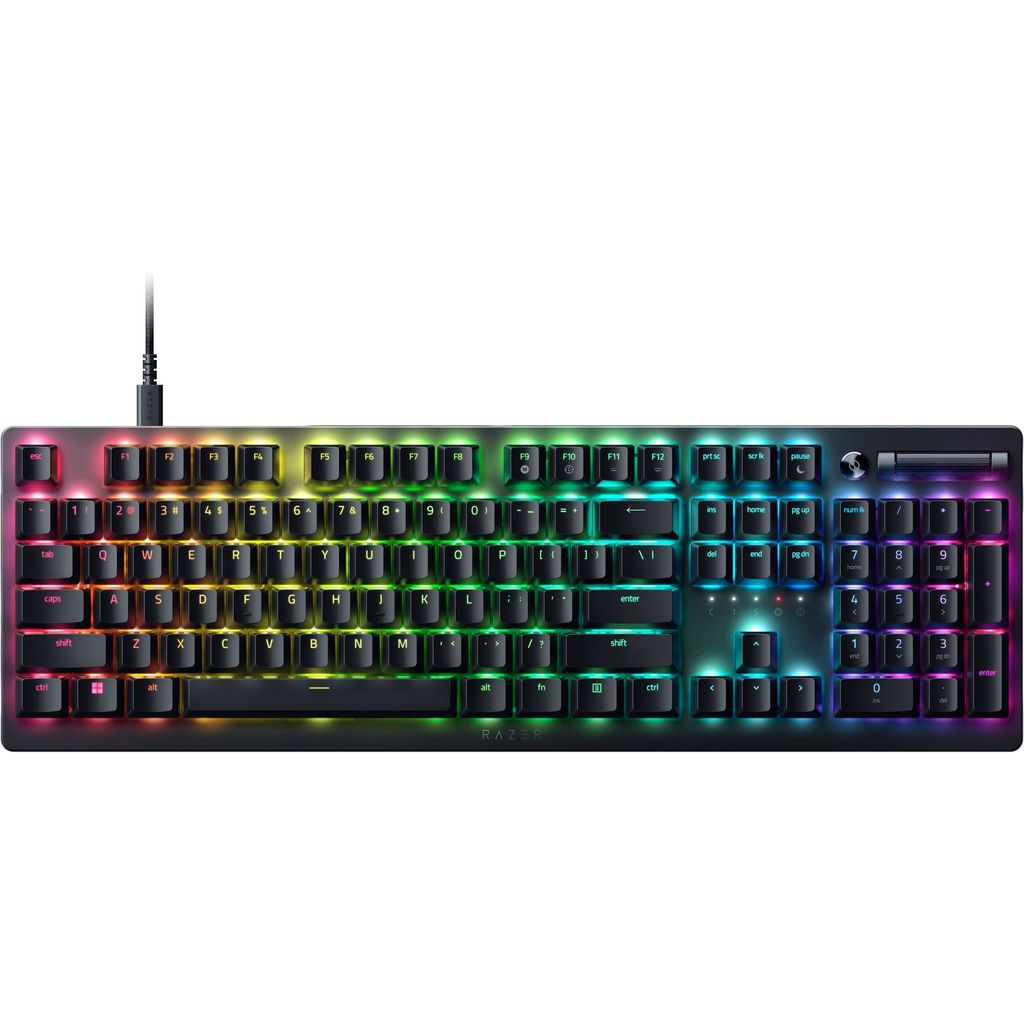 Razer Gaming-Tastatur Deathstalker V2 RGB-LED-Beleuchtung, USA, verkabelt, Schwarz, optische Schalter (linear), Ziffernblock (RZ03-04500100-R3M1)