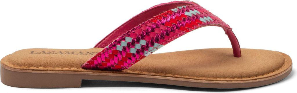 Lazamani Tess Damen Leder-Zehentrenner Fuxia Größe 39