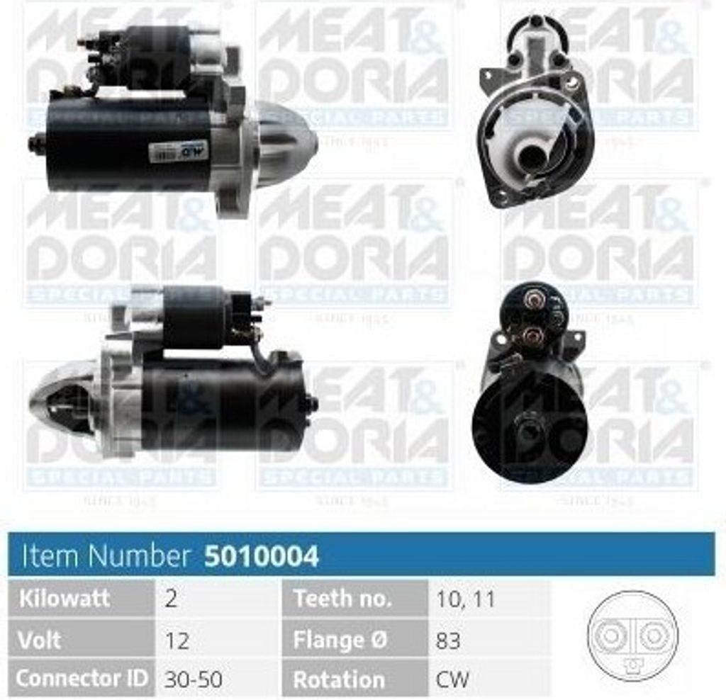 MEAT & DORIA 5010004 Starter Anlasser 2kW passend für MERCEDES-BENZ E-Klasse Limousine (W211) 12V