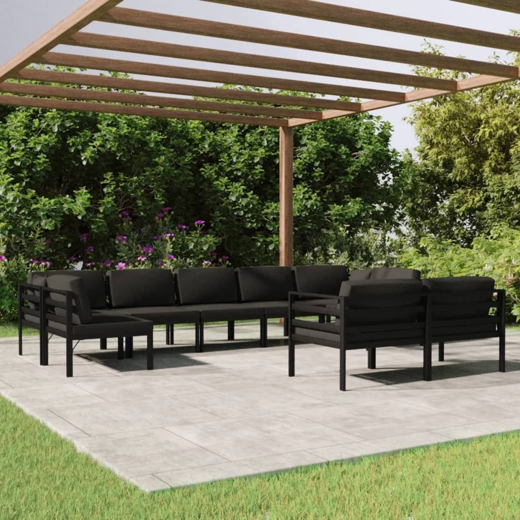 Maison Exclusive - 9-tlg. Garten-Lounge-Set mit Kissen Aluminium Anthrazit