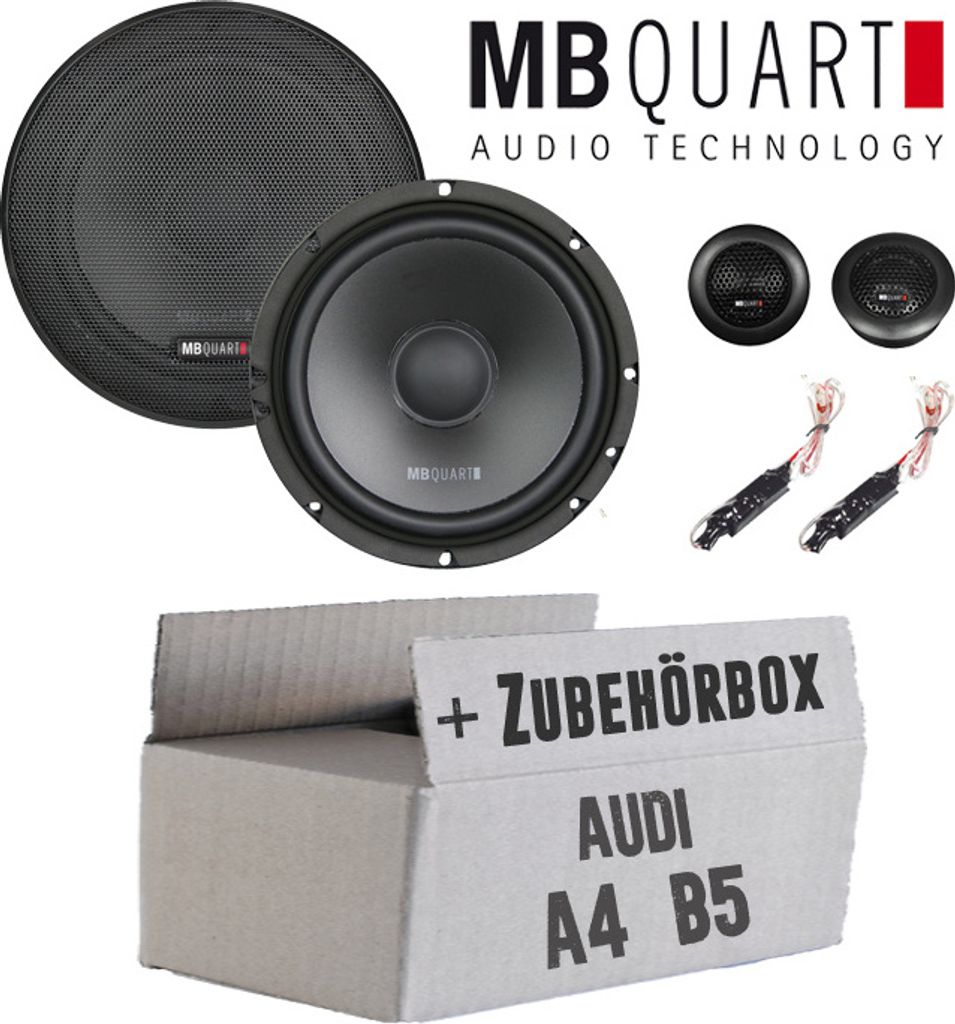 Lautsprecher Boxen MB Quart QS165 - 16,5cm Kompo Auto Einbauzuebehör - Einbauset passend für Audi A4 B5 Avant Heck - justSOUND