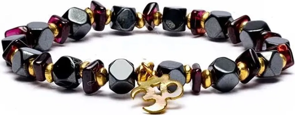 Bracelet Ohm extensible hématite et grenat : confort et style lot de 2