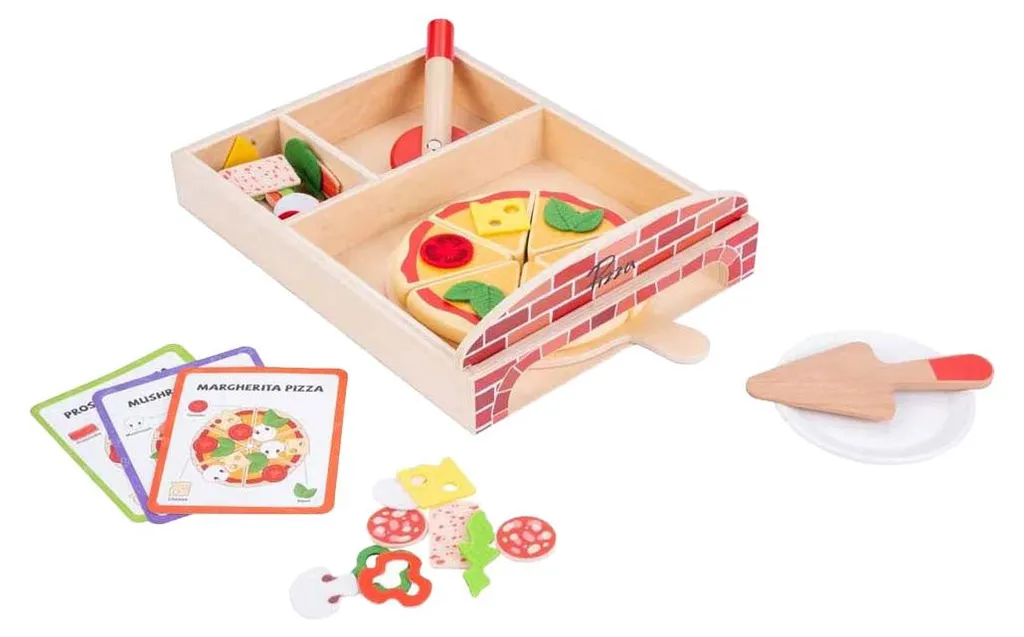Set Pizza Gourmet en Bois Naturel 20 Pièces avec Accessoires de Chef