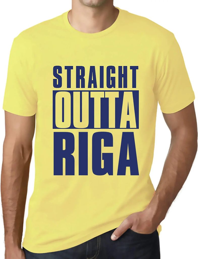 Herren Grafik T-Shirt Straight Outta Riga Öko-Verantwortlich Vintage Jahrgang Kurzarm Lustige Druck Geburtstag Geschenk Mann
