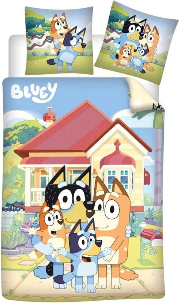Bluey und Bingo Kinder Flanell Bettwäsche 2tlg. Set 135-140x200 65x65 Baumwolle
