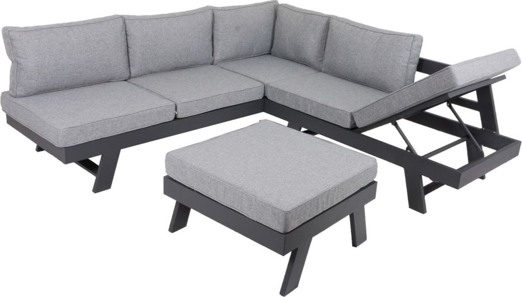 Loungeset >Donna< in grau aus Aluminium, Polyester - 70x71x31cm (LxBxH)