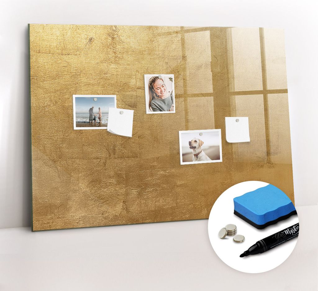 Magnetpinnwand Memoboard - Zubehörsatz - Schwarzer Marker + Schwamm + Magnete - 100 x 70 cm - Dekorative Leinwand
