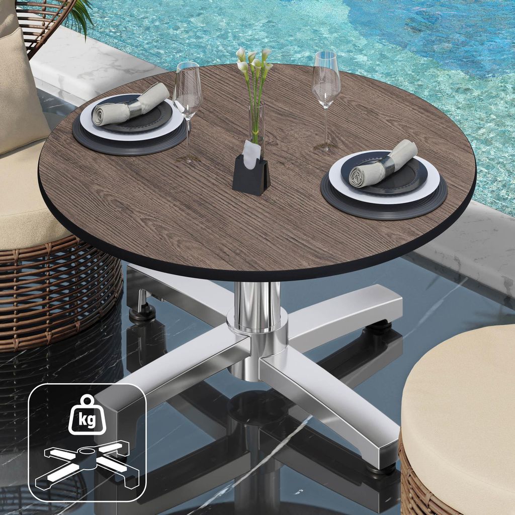 CPBC | Compact Loungetisch | Ø:H 60 x 42 cm | Wenge / Aluminium | Zusatzgewicht | Bistro Loungetisch Gastro Tisch
