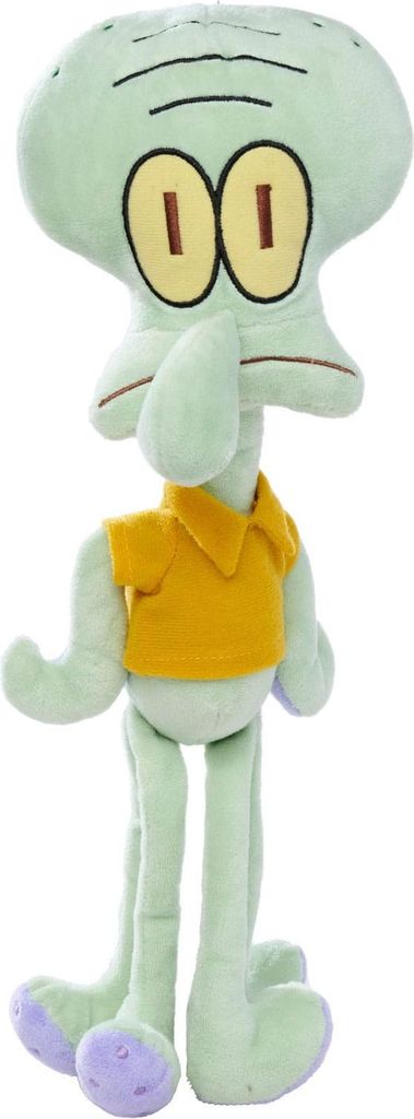 A plush toy of the character Squidward Tentacles from SpongeBob SquarePants, standing upright against a white background.