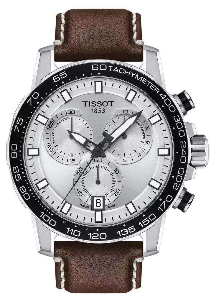 Tissot Herrenuhr Supersport Chrono Silber Braun Leder Produktbild 