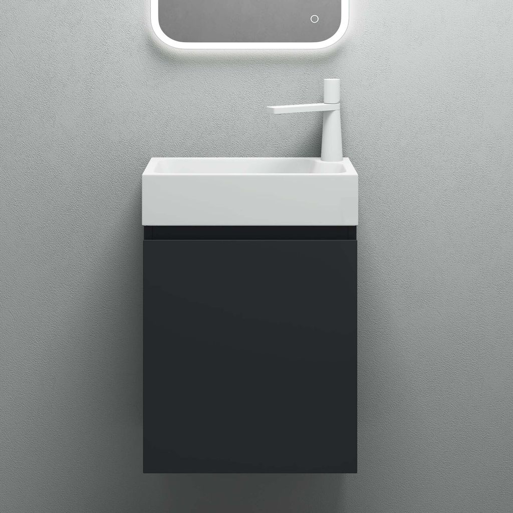 Mai & Mai Badmöbelset Badezimmermöbel bestehend aus Waschbecken und Waschbeckenunterschrank in Anthrazit Matt, BTH: 46x26x63cm Pisa02