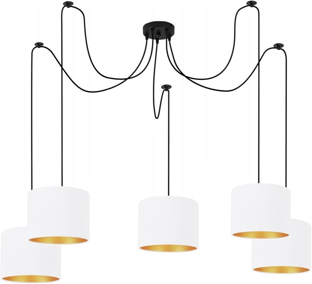 Deckenlampe Weiß Lampe Leuchte aus Velours Vintage Modern E27 Designerlauchte 5-flammig N230-P5-W