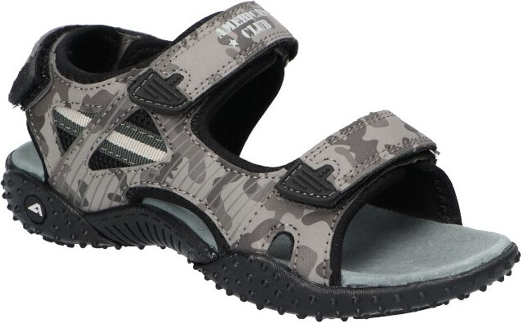 AMERICAN CLUB HL164 Solide KinderSandalen, Naturleder Innensohle, Klett Sandalen, Sportsandalen, Grau 33