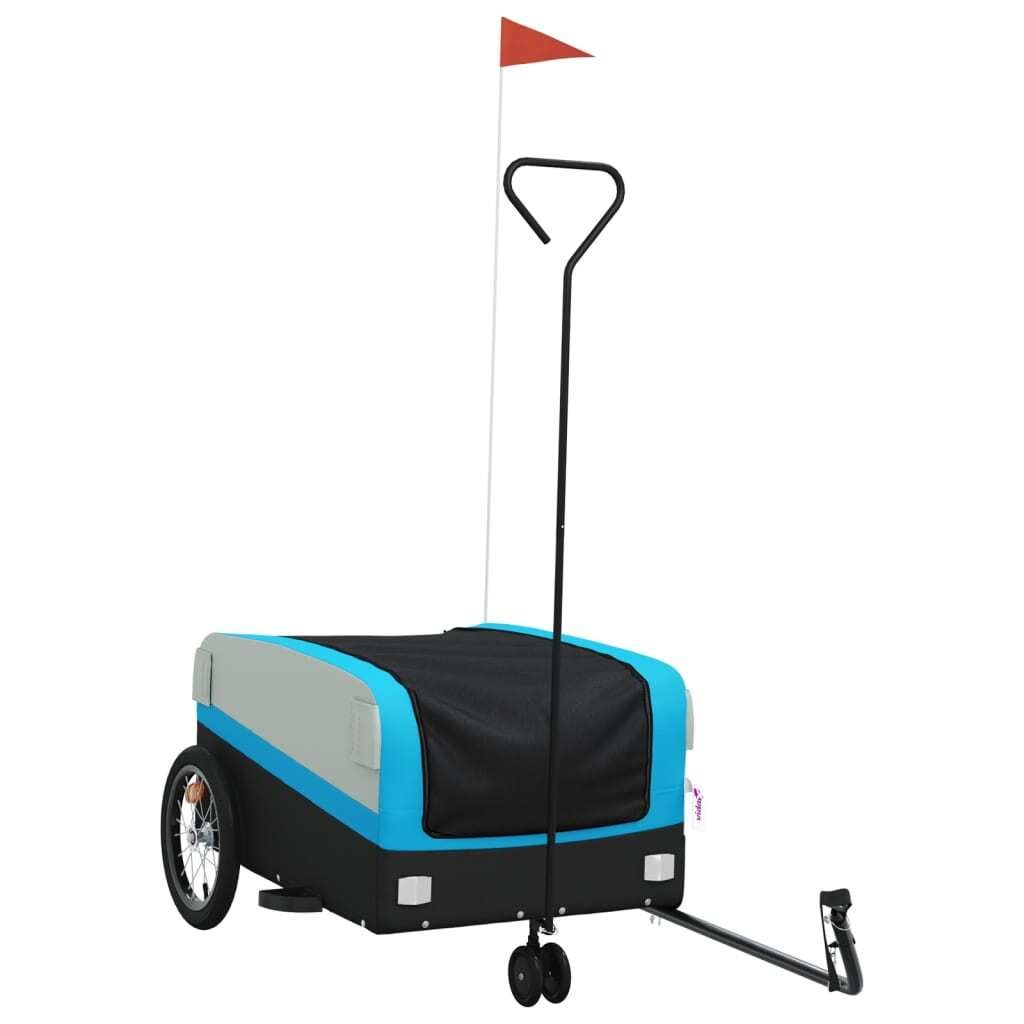 vidaXL Rimorchio per biciclette nero e blu 45 kg di ferro Immagine del prodotto 
