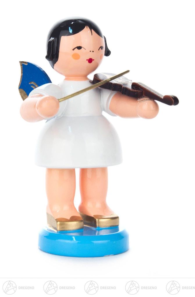 Engel mit Violine - Blaue Flügel - stehend (9,5cm) von Produktbild 