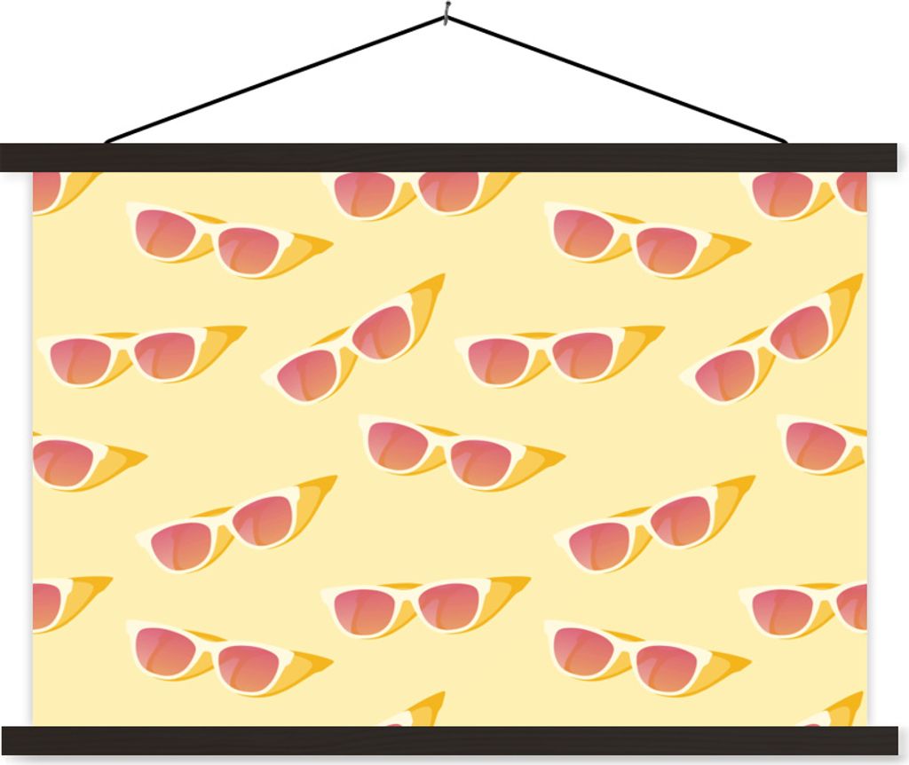 MuchoWow Textilposter Sonnenbrille - Sommer - Pastell 120x80 cm mit schwarzem Rahmen - Wanddeko