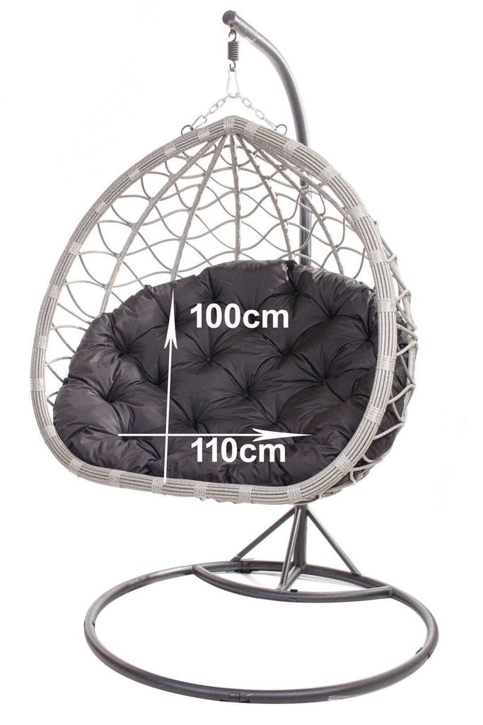 Hängesessel Kissen 110×100 cm – Bequemes Kissen für Hängesessel, Ei-Sessel und Gartenschaukel Schwarz