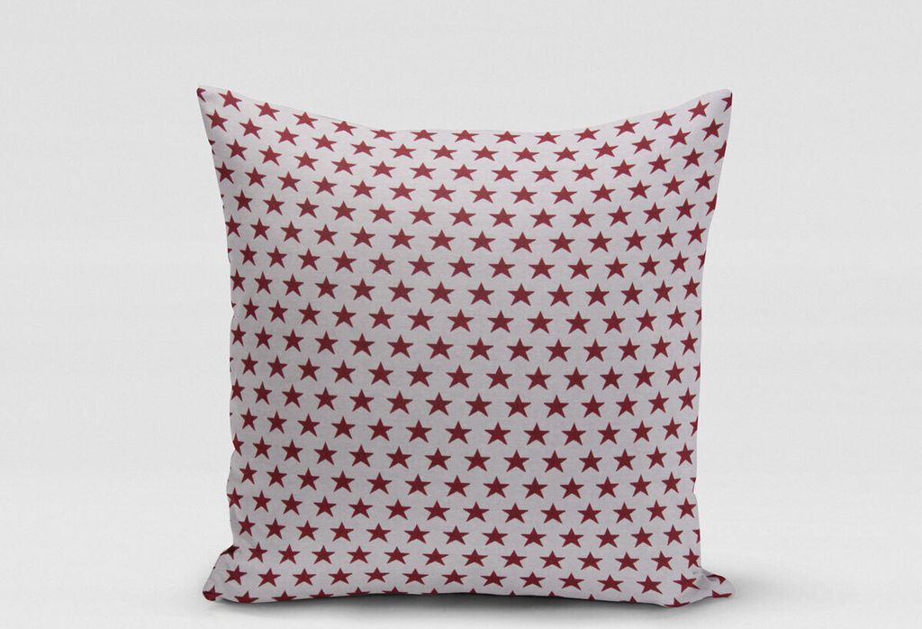 SCHÖNER LEBEN. Kissenhülle Sterne beidseitig weiß rot 50x50cm