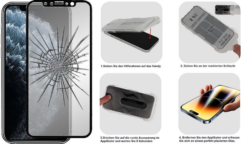Komplett Echtglas DisplaySchutz - Apple iPhone 11 Pro - mit Produktbild 