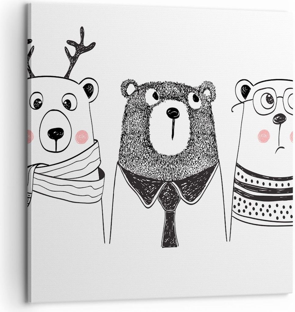 Bild auf Leinwand - Leinwandbild - Spaß süß Teddybär - 60x60cm - Wand Bild - Wanddeko - Wandbilder - Leinwanddruck - Bilder - Kunstdruck - Wand...