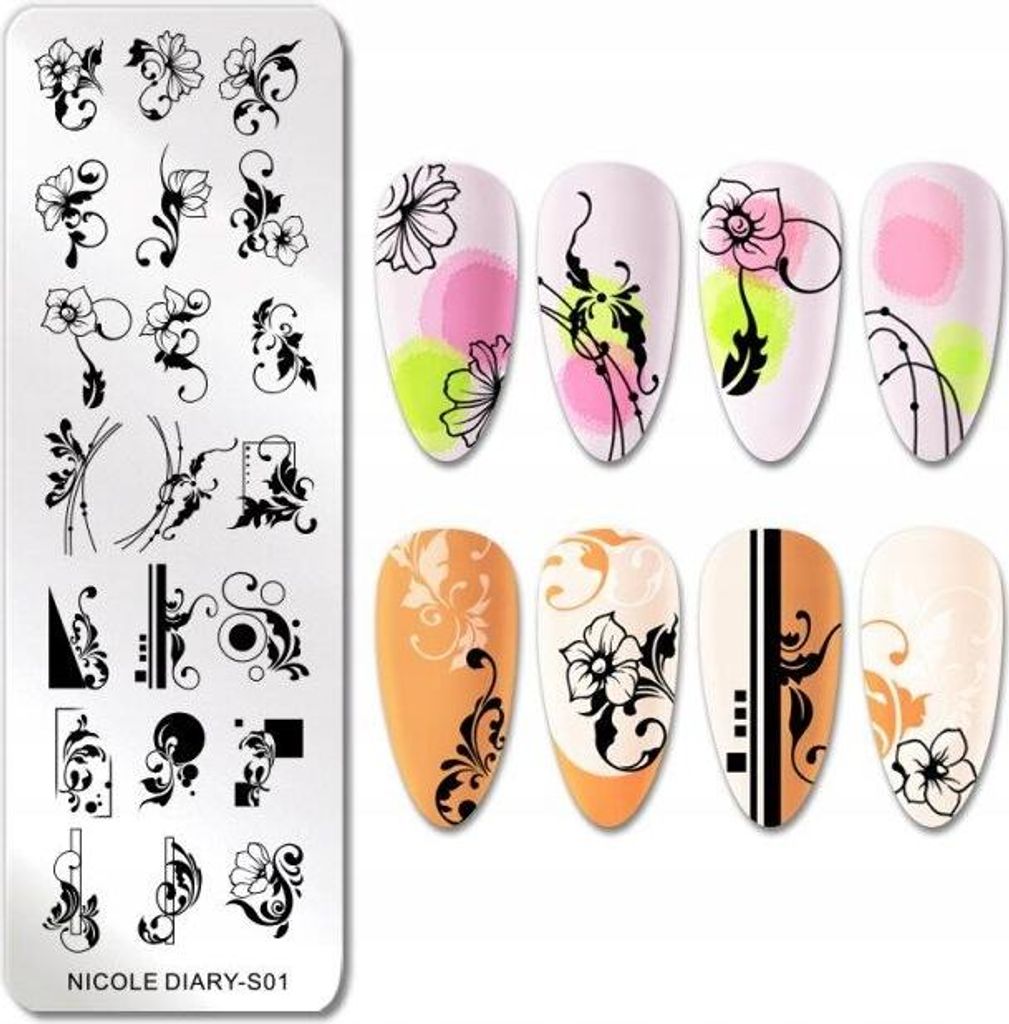 Nagelstempelplatte für Nailart BLUMEN