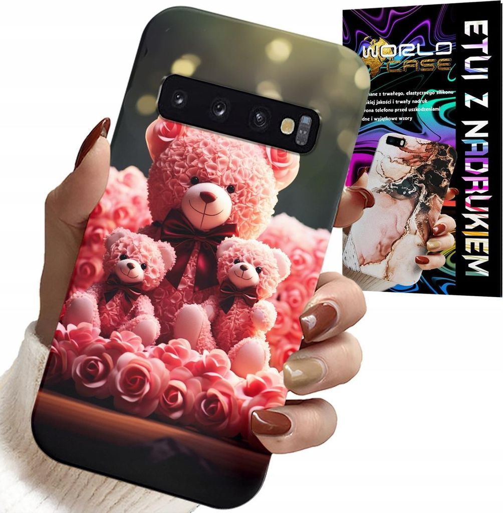 Gehäuse Für Samsung Galaxy S10 - Rosa Teddybär Familie Geschenk + Folie