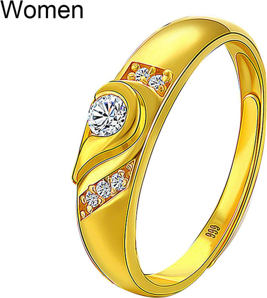 Mode Strass Intarsien Herz Paar Ehering Schmuck Valentinstag Geschenk-Women