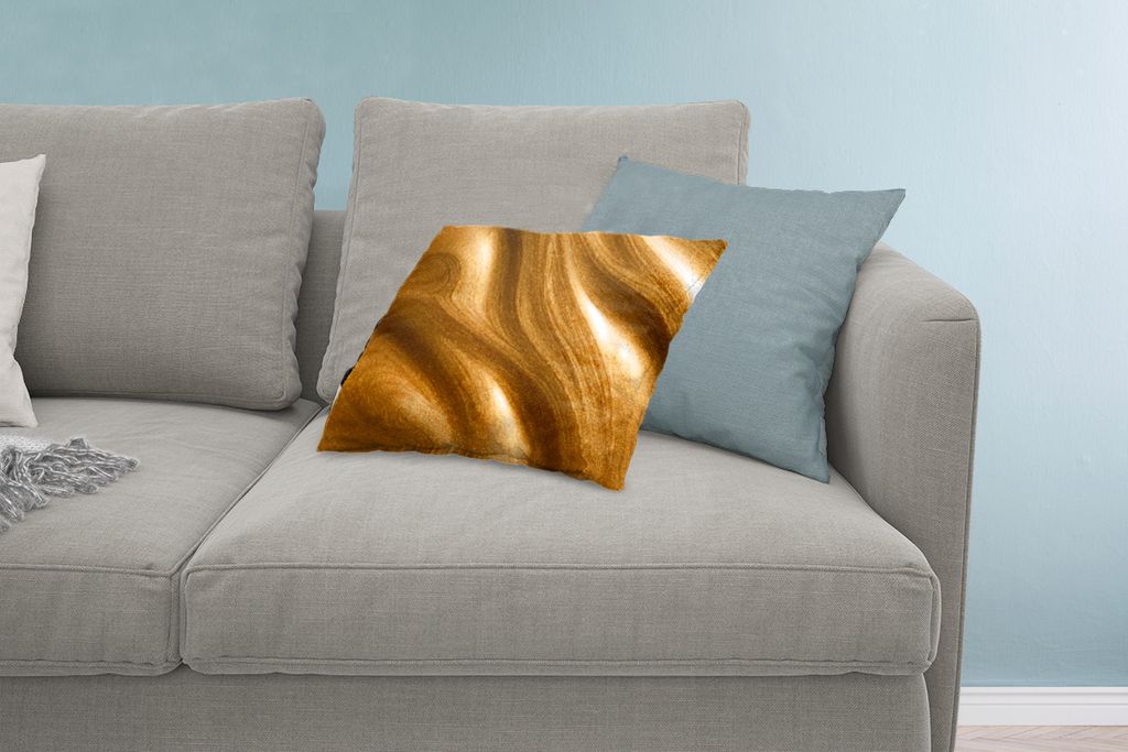 MuchoWow Zierkissen Sofakissen Wohnzimmer Dekokissen 60x40 cm Goldene Farbe - Kopfkissen - Polster mit Foto