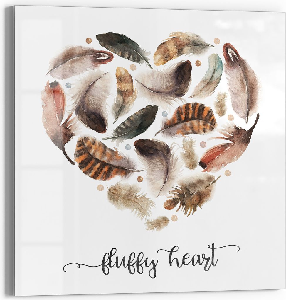 DEQOART Magnettafel Glas 30x30 cm 'Federleichtes Herz' beschreibbar Whiteboard Küche