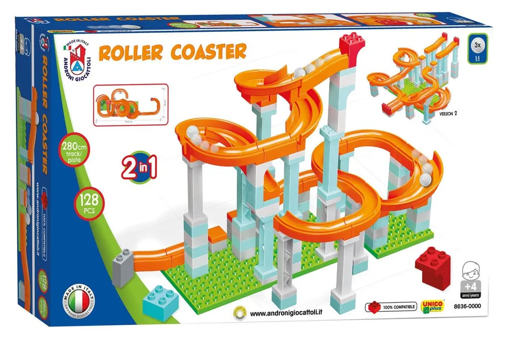 Circuit à Billes Knikkerbaan Roller Coaster Set 128 Pièces pour Enfants