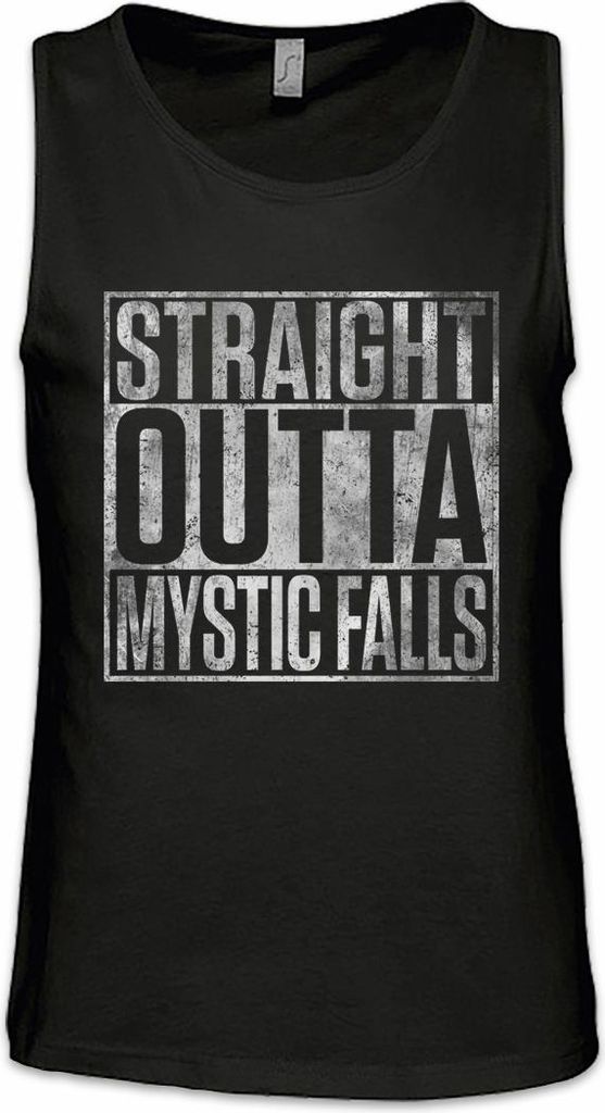 Urban Backwoods Straight Outta Mystic Falls, Ärmelloses T-Shirt, Farbe: Schwarz, Größe: 3XL