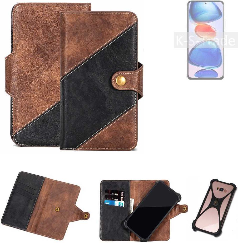 K-S-Trade Handyhülle Schutzhülle Bookstyle Case kompatibel mit Xiaomi Redmi Note 11 Pro+ Klapphülle Cover Hülle Schutztasche 1x