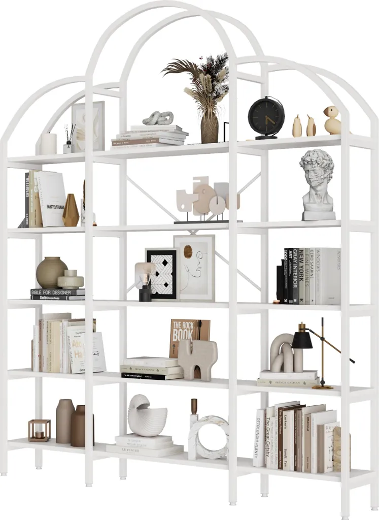 Meuble de rangement salon 190 cm blanc pour livres et objets de déco