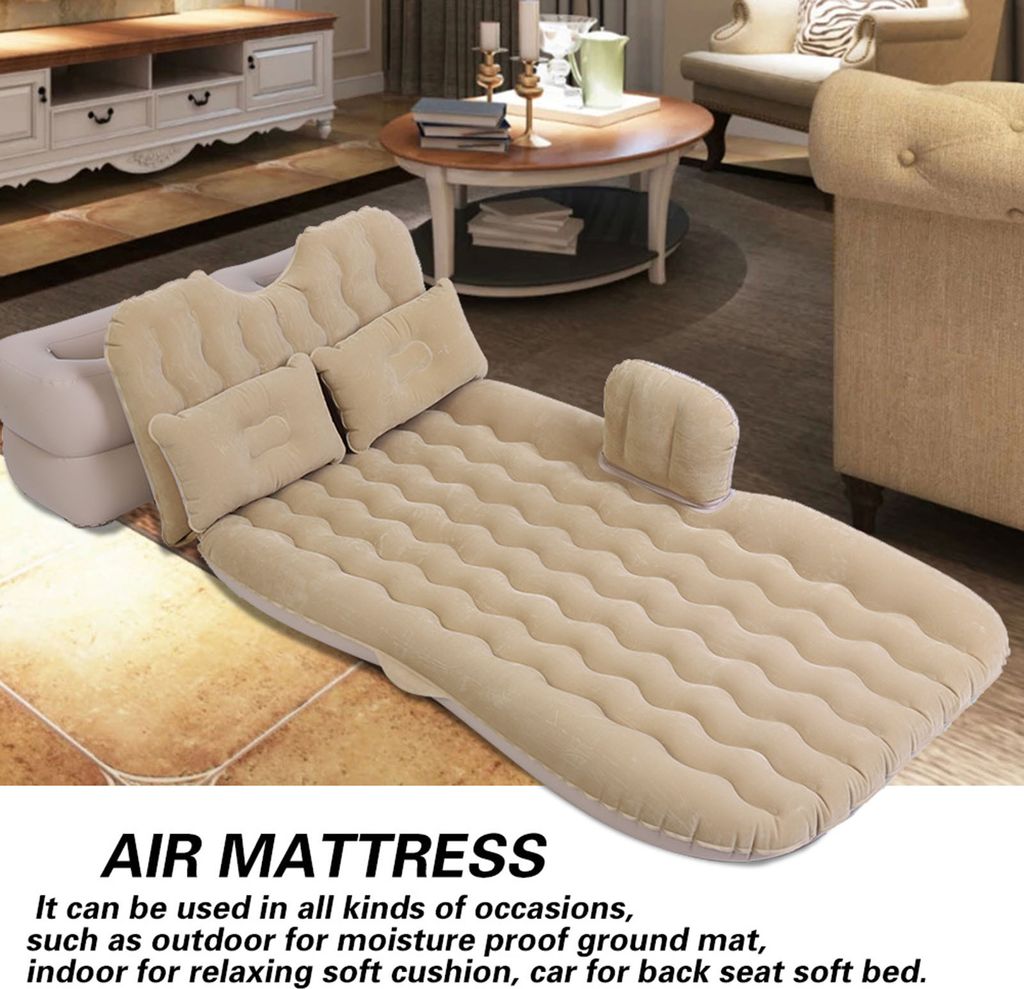 Aufblasbare Bettmatratze Indoor Outdoor Camping Travel Car Back Seat Air Beds Cushion(Beige)