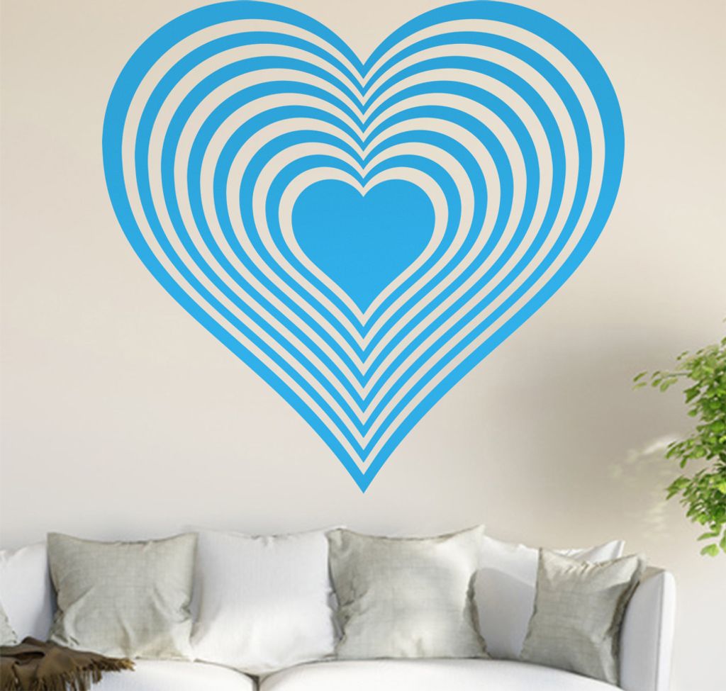 Herz Wandtattoo in 6 Größen - Wandaufkleber Wall Sticker - Dekoration, Küche, Wohnzimmer, Schlafzimmer, Badezimmer