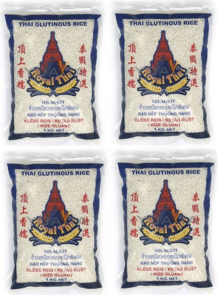 [ 4x 1kg ] ROYAL THAI Klebreis / Klebe Reis / Klebereis / Produktbild 
