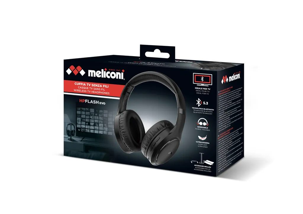 Casque Audio sans Fil Meliconi HP Flash Evo Noir avec Autonomie 22h